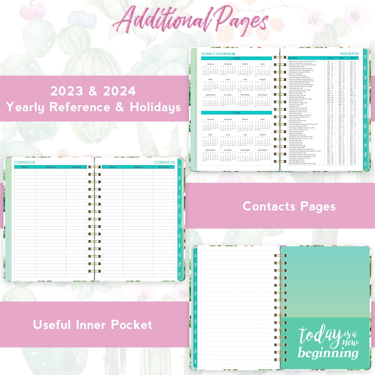 2023-2024 Planner - Planner 2023-2024, Weekly & Monthly Planner, Jul 2023 - Jun 2024, 8.5" x 6.4", Planner with Hardcover, Twin - Wire Binding, Monthly Tabs, Inner Pocket, Elastic Closure, Daily Organizer - Image 5